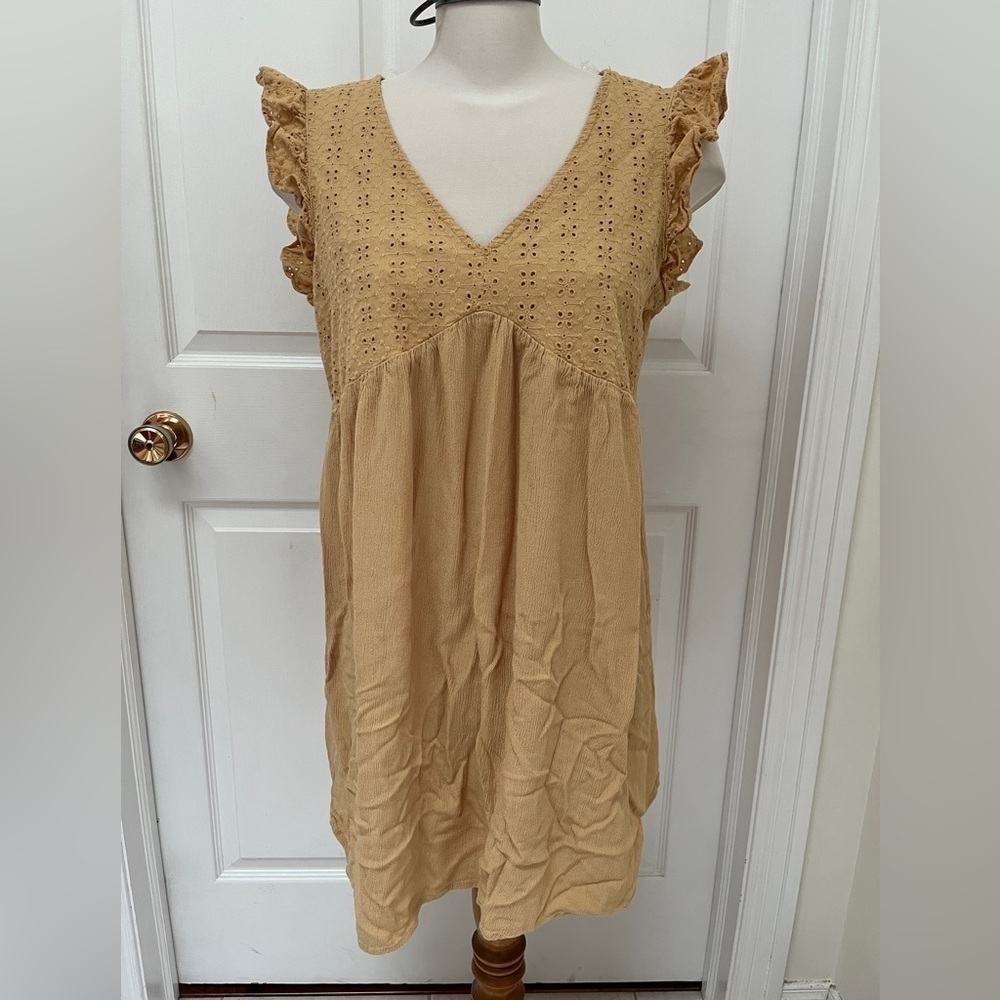 Ivy flutter sleeve ginger coloured dress- medium